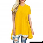 WOCACHI Blouses for Womens Womens Ladies Casual Lace Hem Short Sleeve Shirts Tops Blouse Yellow B07M5YQ74V
